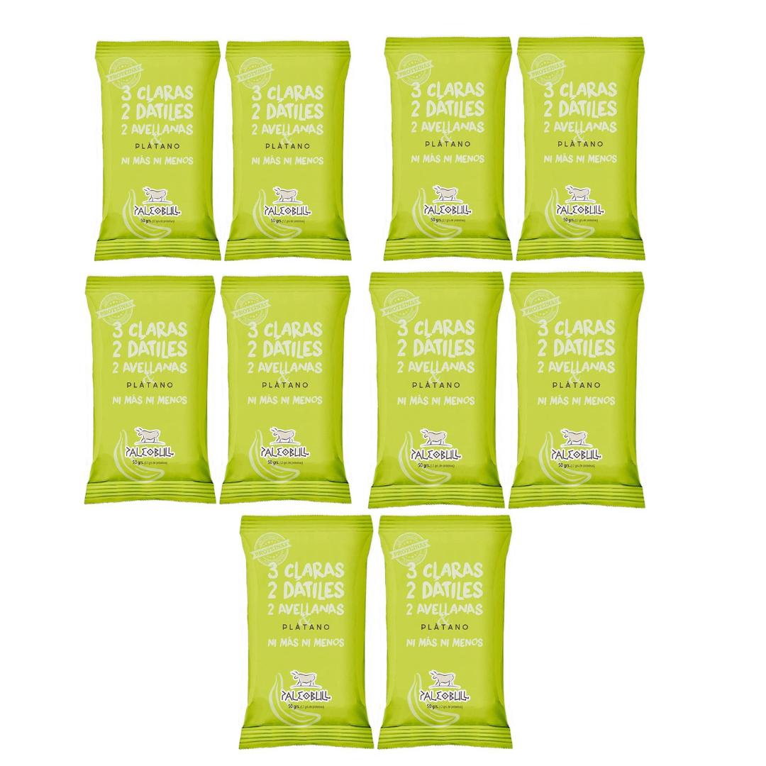 Pack 10 x Barrita energética dátiles, avellanas y plátano PaleoBull, 50 g
