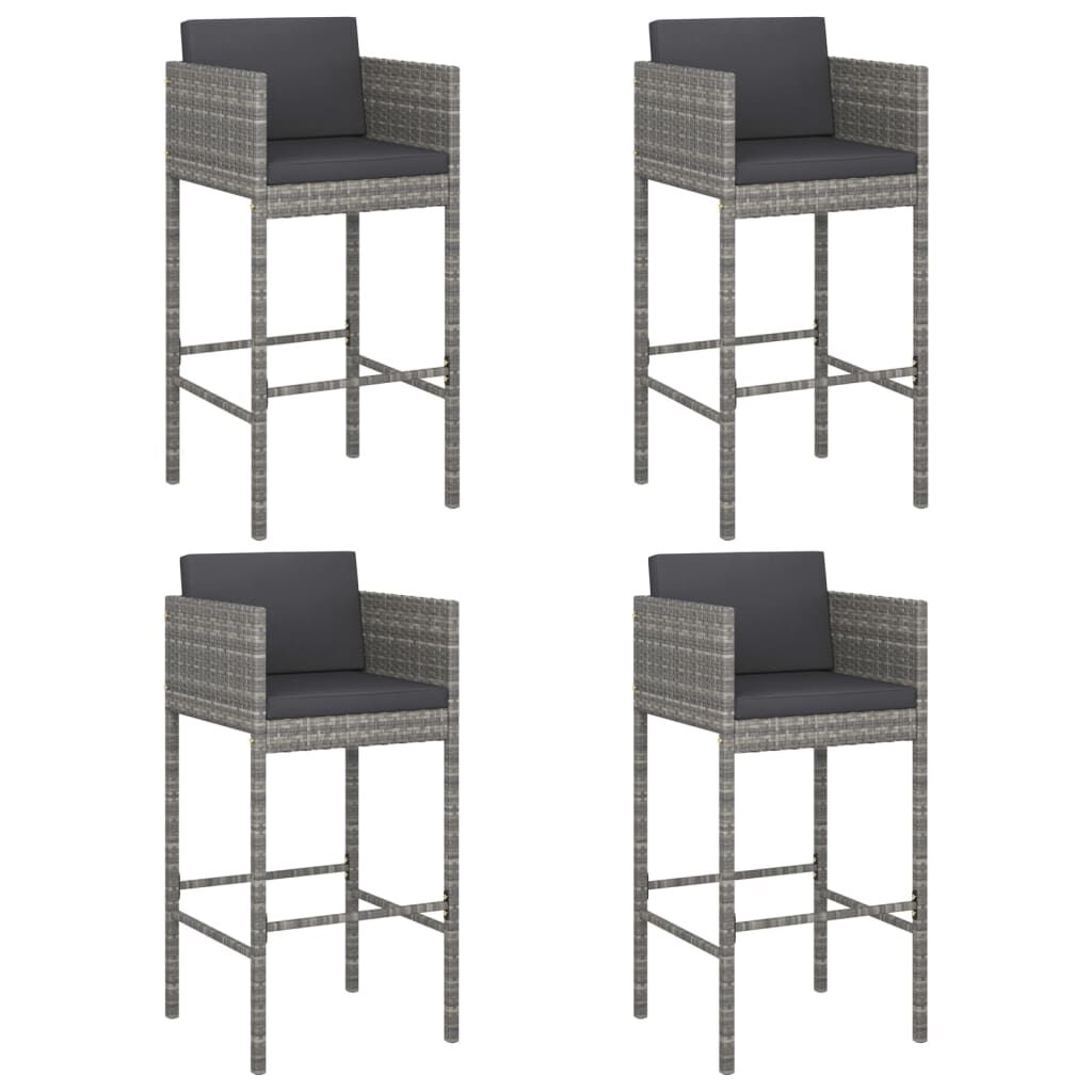 Vidaxl Taburetes De Cocina Con Cojines 4 Unidades Ratán Sintético Gris_0