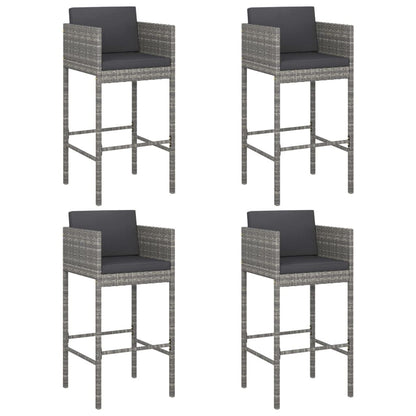 Vidaxl Taburetes De Cocina Con Cojines 4 Unidades Ratán Sintético Gris_0