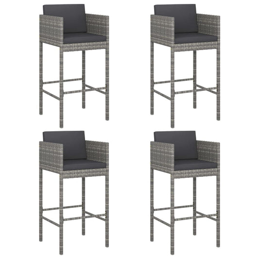 Vidaxl Taburetes De Cocina Con Cojines 4 Unidades Ratán Sintético Gris_0