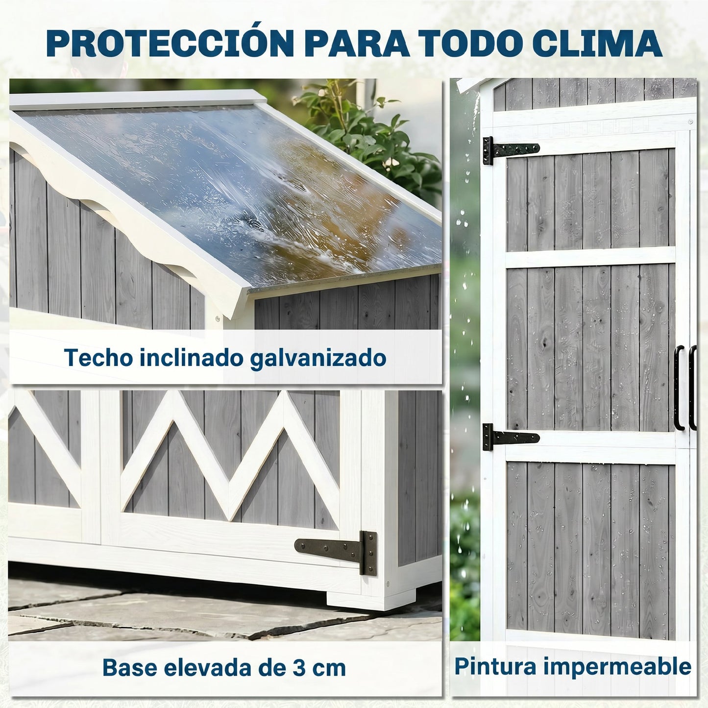 Outsunny Caseta De Jardín De Madera 105x55x179 Cm Con 4 Estantes Extraíbles_5