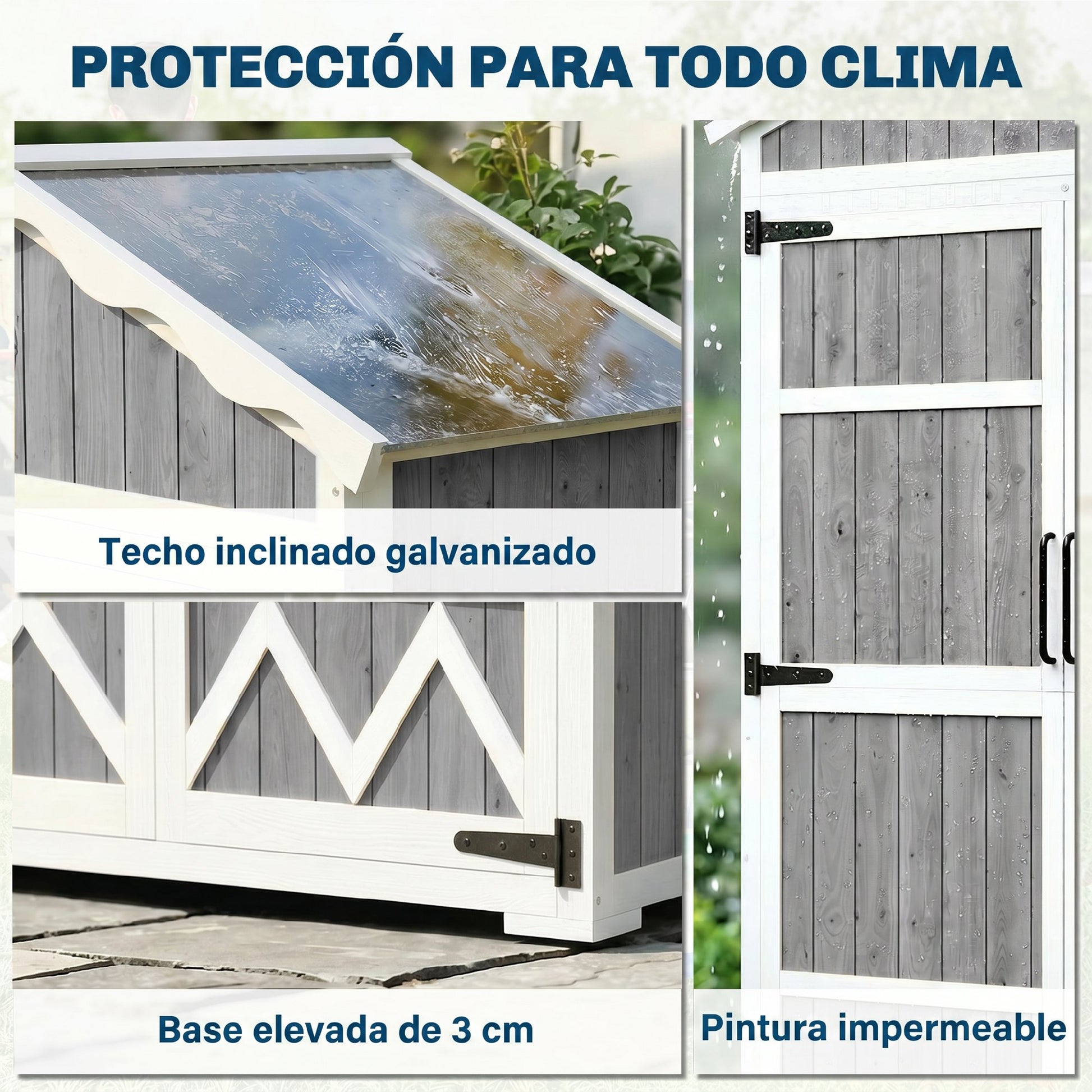 Outsunny Caseta De Jardín De Madera 105x55x179 Cm Con 4 Estantes Extraíbles_5