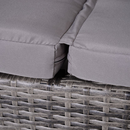 Outsunny Conjunto De Sofás De Ratán 3 Piezas Almacenaje Respaldo Ajustable Gris_4