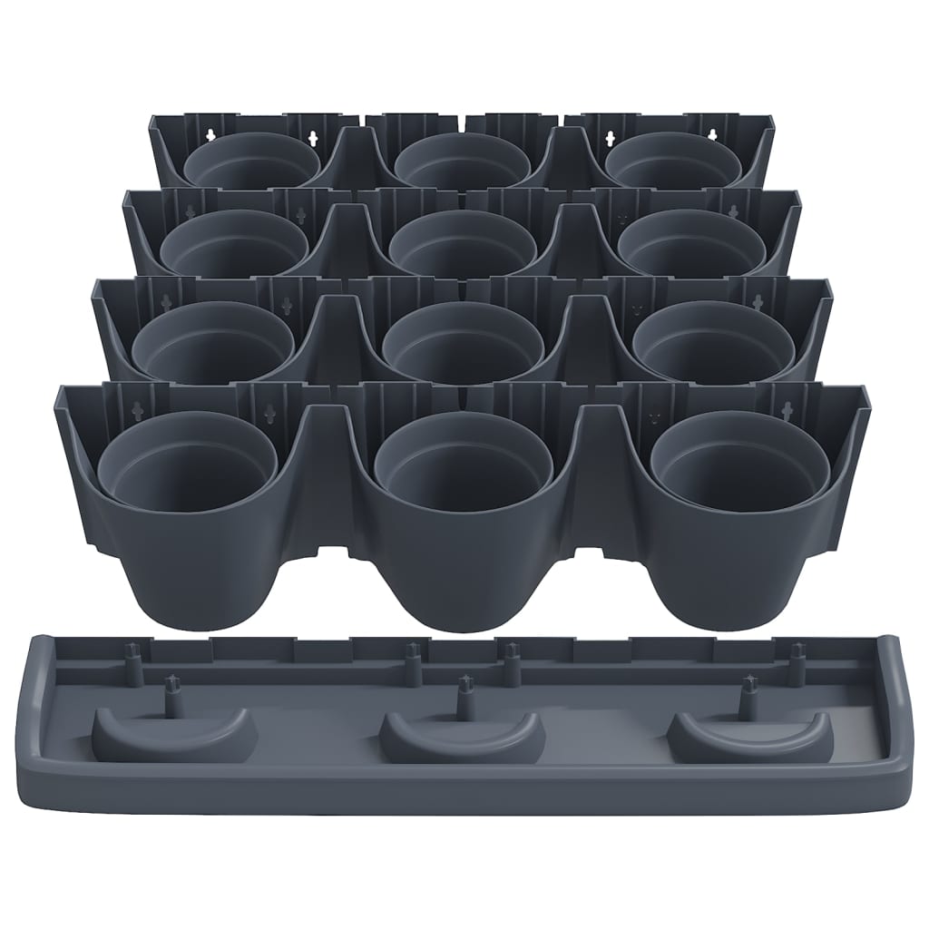Set De Plantas Jardín Vertical 12 Uds Polipropileno Antracita_3