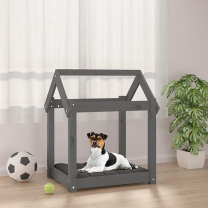 Vidaxl Cama Para Perros Madera Maciza De Pino Gris 61x50x70 Cm_1