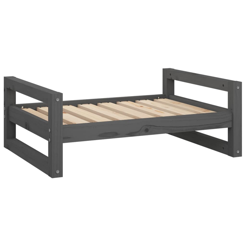 Vidaxl Cama Para Perros Madera Maciza De Pino Gris 75,5x55,5x28 Cm_0
