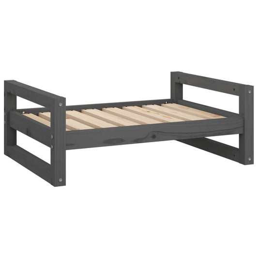 Vidaxl Cama Para Perros Madera Maciza De Pino Gris 75,5x55,5x28 Cm_0