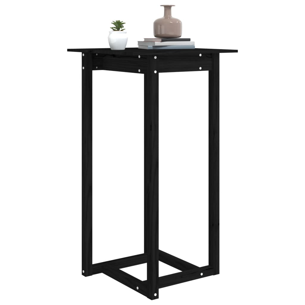 Mesa Alta De Bar Madera Maciza De Pino Negro 60x60x110 Cm_3