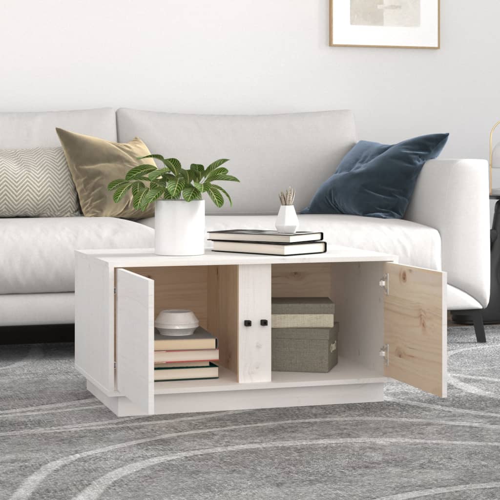 Mesa De Centro Madera Maciza De Pino Blanco 80x50x40 Cm_1