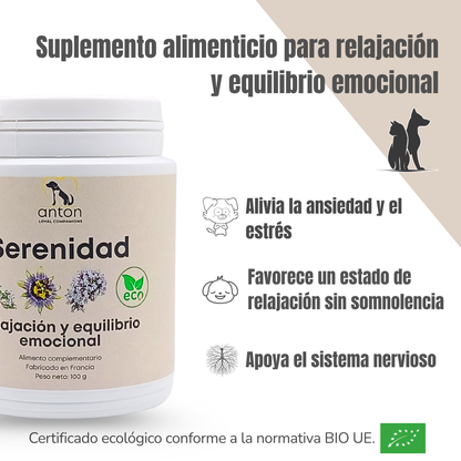 Suplemento natural para perros y gatos – Fórmula Serenidad ECO 100 g