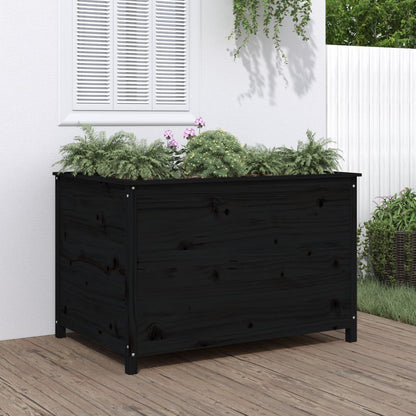 Arriate Elevado De Jardín Madera De Pino Negro 119,5x82,5x78 Cm_1