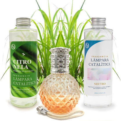 Pack Ahorro Lámpara Catalítica Orange Diamonds + Fragancia Citronela 200ml + Limpiador Neutro 200ml + Mecha Repuesto_0