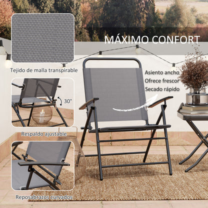 Outsunny Conjunto De Mesa Y Sillas De Terraza Exterior Plegables De 3 Piezas_5