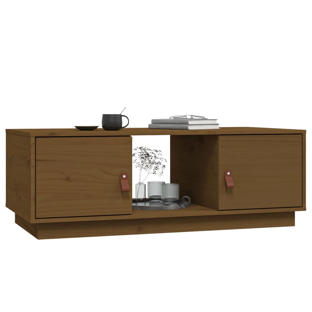 Mesa De Centro Madera Maciza De Pino Marrón Miel 100x50x35 Cm_2