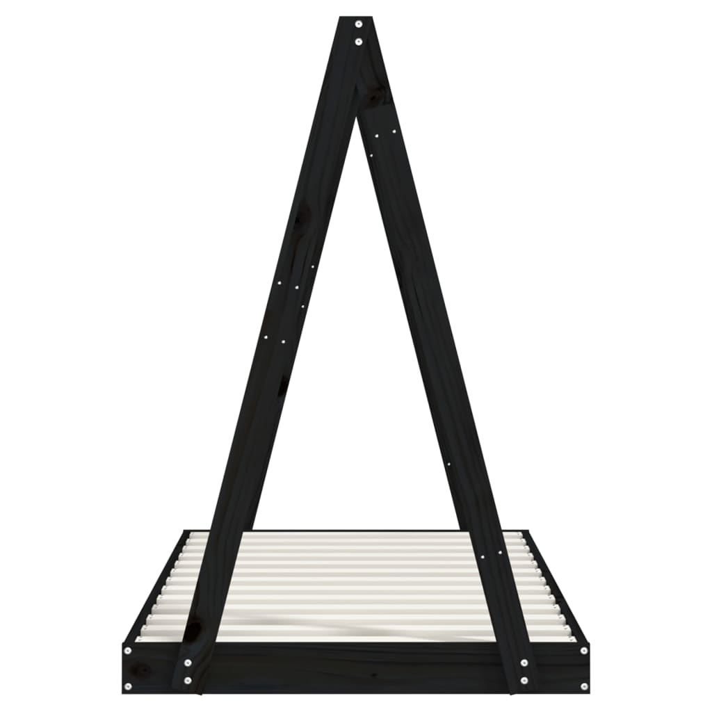 Estructura De Cama Para Niños Madera De Pino Negro 80x160 Cm / Vetonek_1
