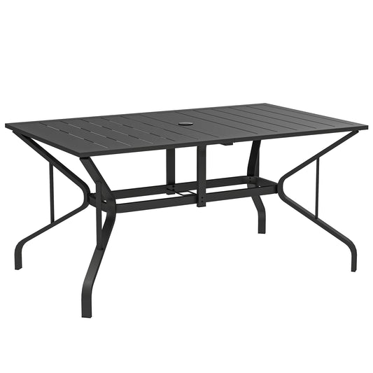 Outsunny Mesa Jardín Exterior Rectangular 150x90x73 Cm Con Tablero Ranurado_0