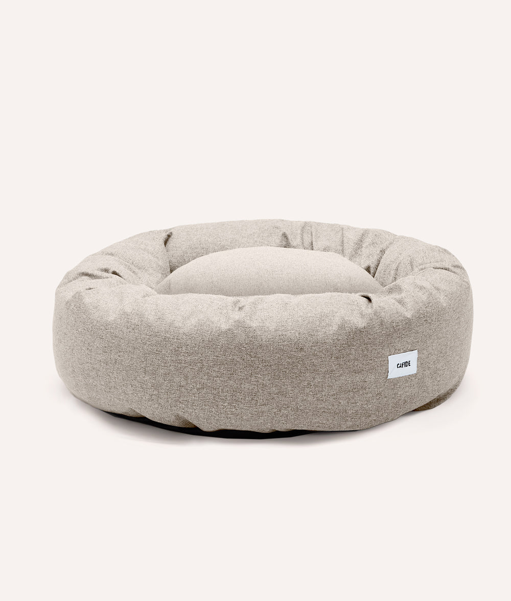 Cafide Cama Donut Para Perro Con Tejido De Chenilla Beige. Modelo Nuba. Talla S (60x60x15 Cm)_2
