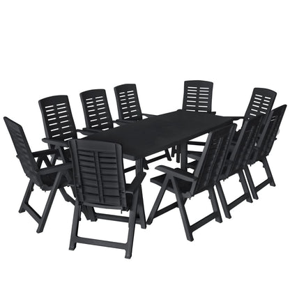 Vidaxl Conjunto De Comedor De Jardín 11 Piezas Plástico Gris Antracita_0