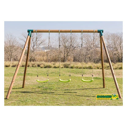 Columpio Triple De Madera Redonda Masgames Etna Xl.