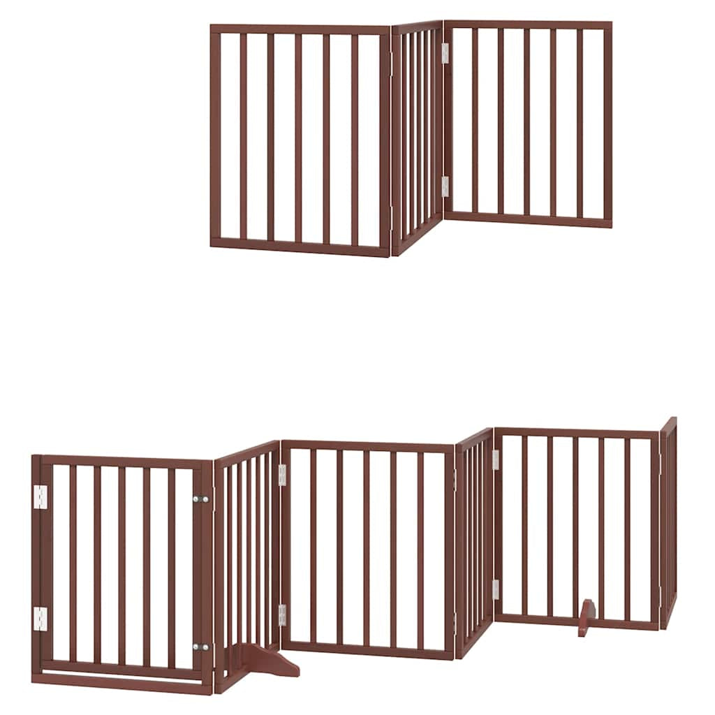 Vidaxl Puerta De Perros Plegable 15 Paneles Madera Álamo Marrón 750 Cm_2
