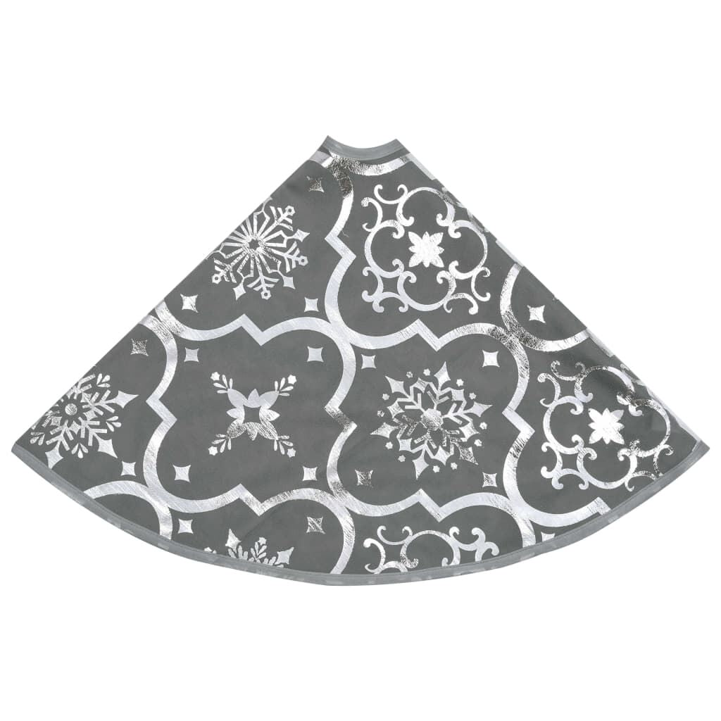 Vidaxl Falda Del Árbol De Navidad De Lujo Con Calcetín Tela Gris 90 Cm_4
