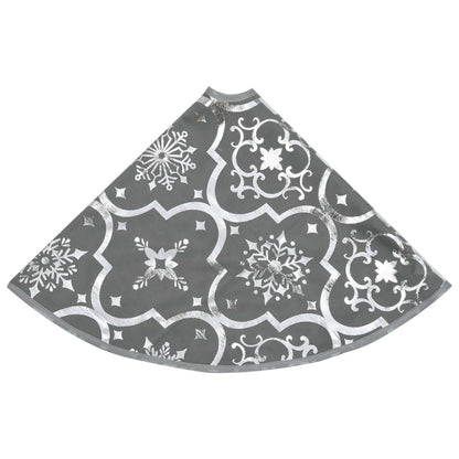 Vidaxl Falda Del Árbol De Navidad De Lujo Con Calcetín Tela Gris 90 Cm_4