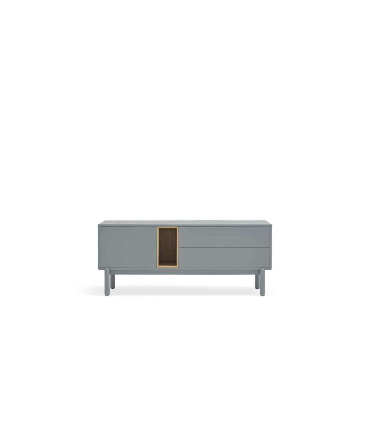 Mueble Para Televisión Modelo Corvo 1 Puerta 2 Cajones Acabado Gris Perla, 140cm(ancho)_0