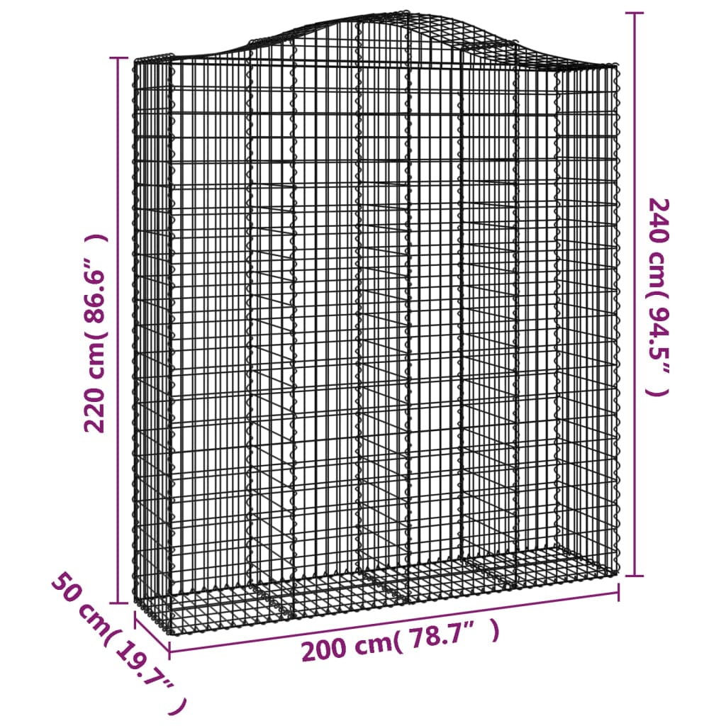 Cestas De Gaviones 4 Uds Forma De Arco Hierro 200x50x220/240 Cm_5