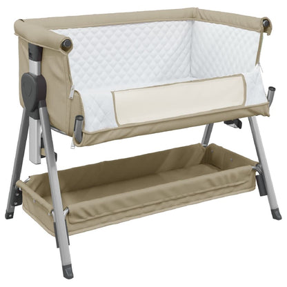 Vidaxl Cuna Con Colchón Tela De Lino Gris Taupe_3