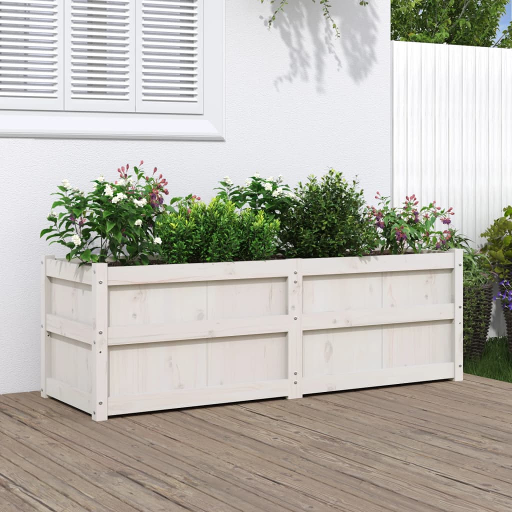 Jardinera Madera Maciza De Pino Blanco 150x50x50 Cm_1