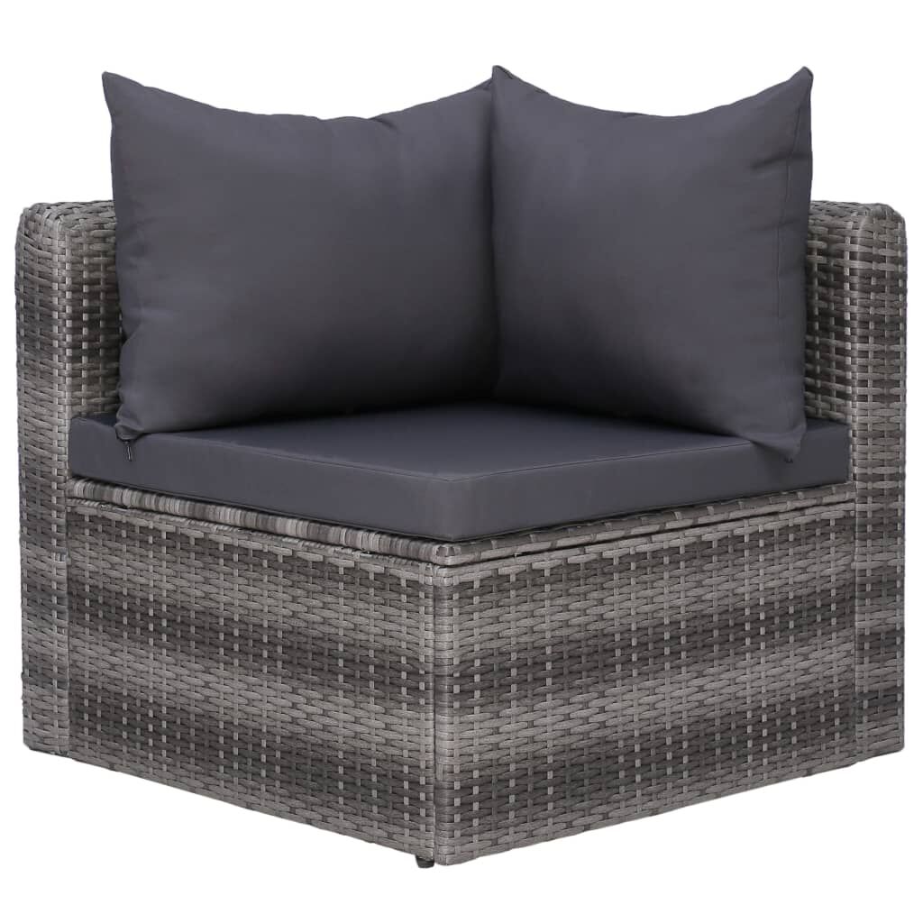 Vidaxl Set De Sofás De Jardín 7 Piezas Y Cojines Ratán Sintético Gris_3