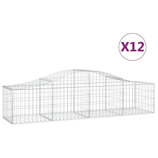 Cestas De Gaviones 12 Uds Forma De Arco Hierro 200x50x40/60 Cm_0