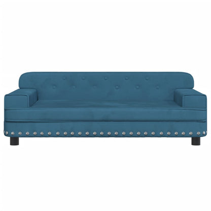 Cama Para Perros De Terciopelo Azul 90x53x30 Cm / Vetonek_3