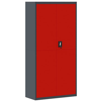 Armario Archivador De Acero Gris Antracita Y Rojo 90x40x180 Cm_1