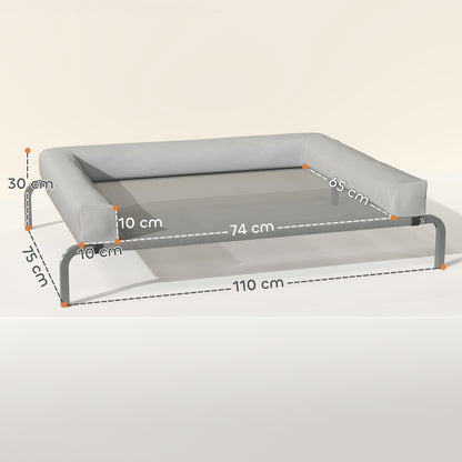 Pawhut Cama Elevada Para Perros Transpirable Con Refuerzos Extraíbles Gris Claro_2