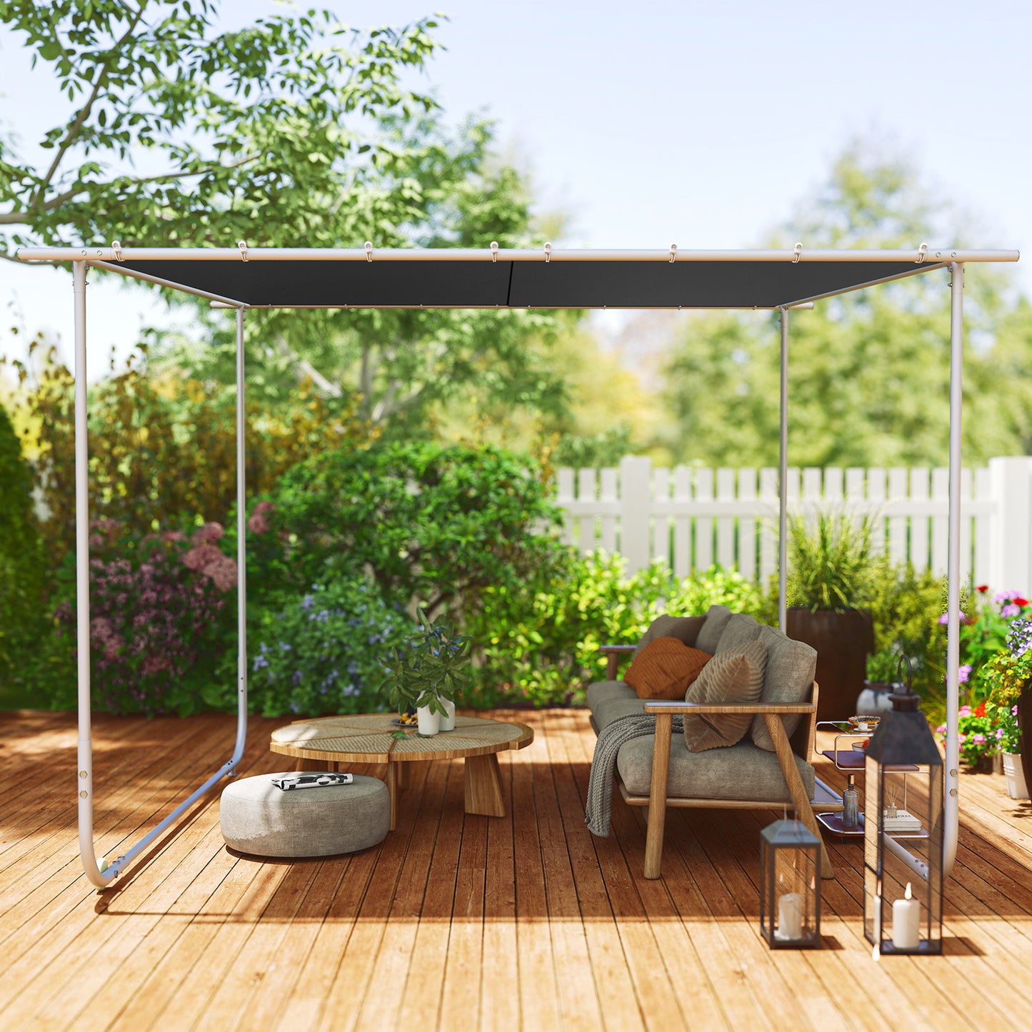 Outsunny Pérgola 3x3 M Con Ruedas Protección Uv 30+ Impermeable Gris Oscuro_3