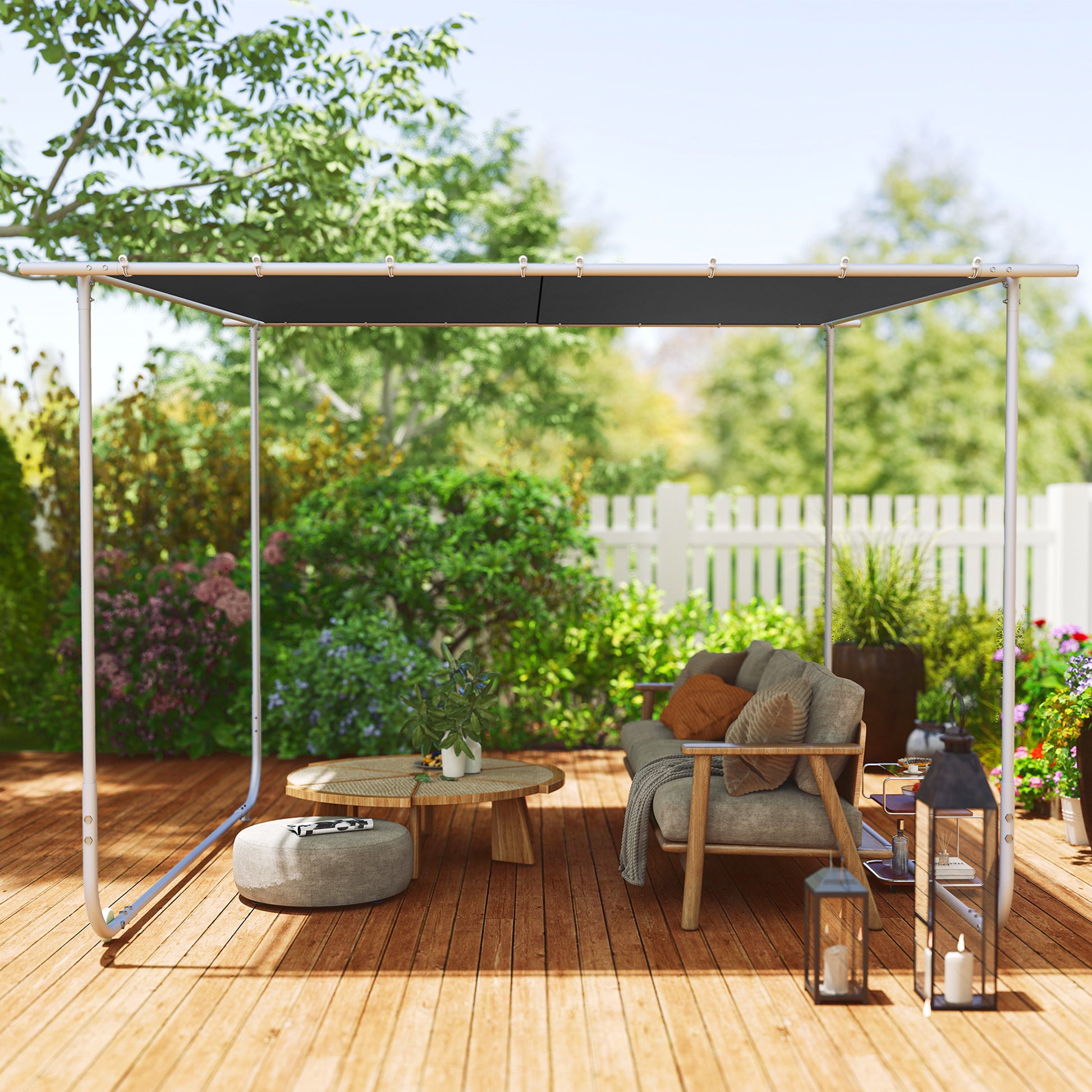 Outsunny Pérgola 3x3 M Con Ruedas Protección Uv 30+ Impermeable Gris Oscuro_3