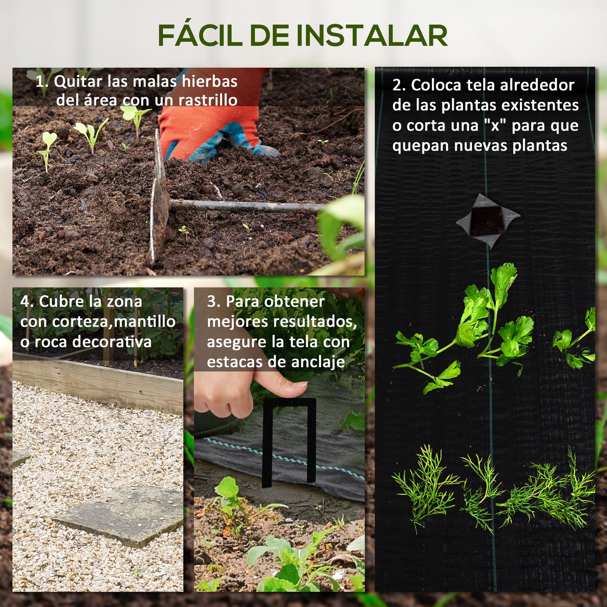 Outsunny Malla Antimaleza 2x25 M 60 G/m² Para Control De Malezas Malas Negro_4
