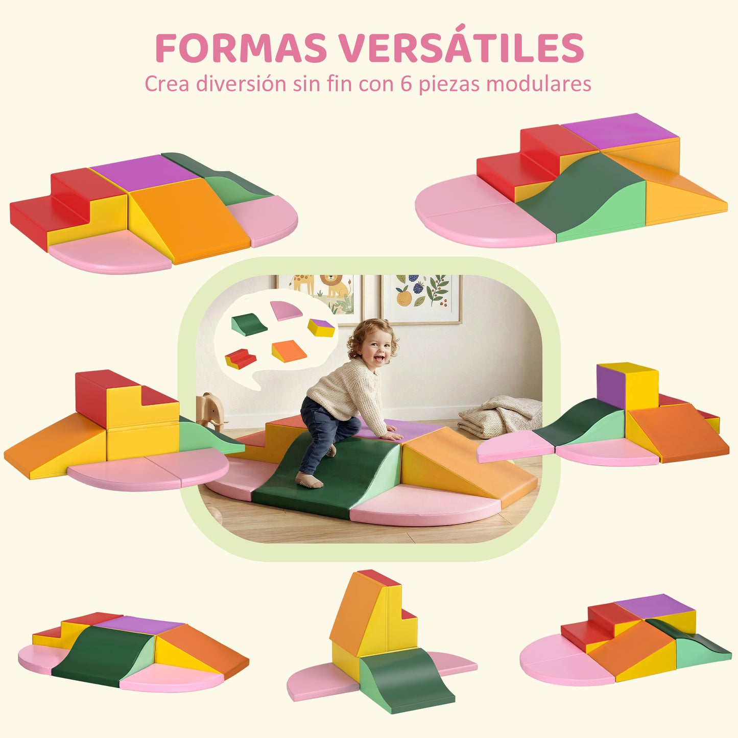 Homcom Juego De 6 Bloques De Espuma Para Niños De 12-36 Meses 150x100x24 Cm_3
