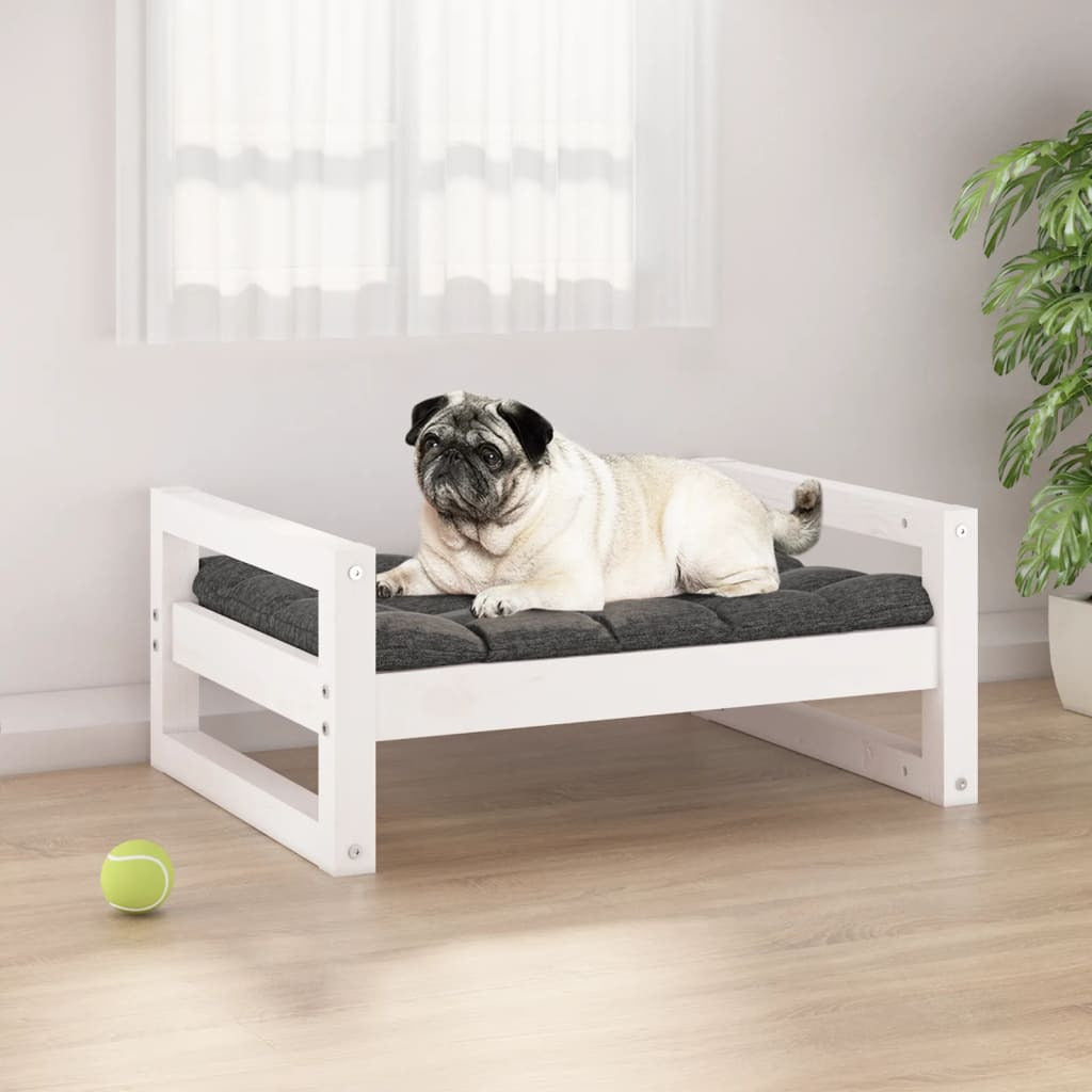 Vidaxl Cama Para Perros Madera Maciza De Pino Blanco 65,5x50,5x28 Cm_1