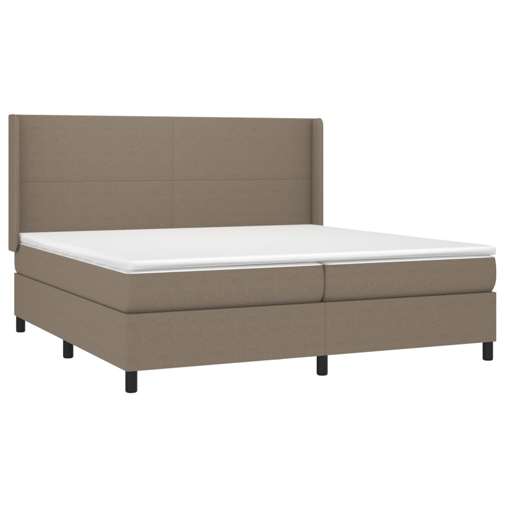 Cama Box Spring Colchón Y Luces Led Tela Gris Taupe 200x200 Cm / Vetonek_3