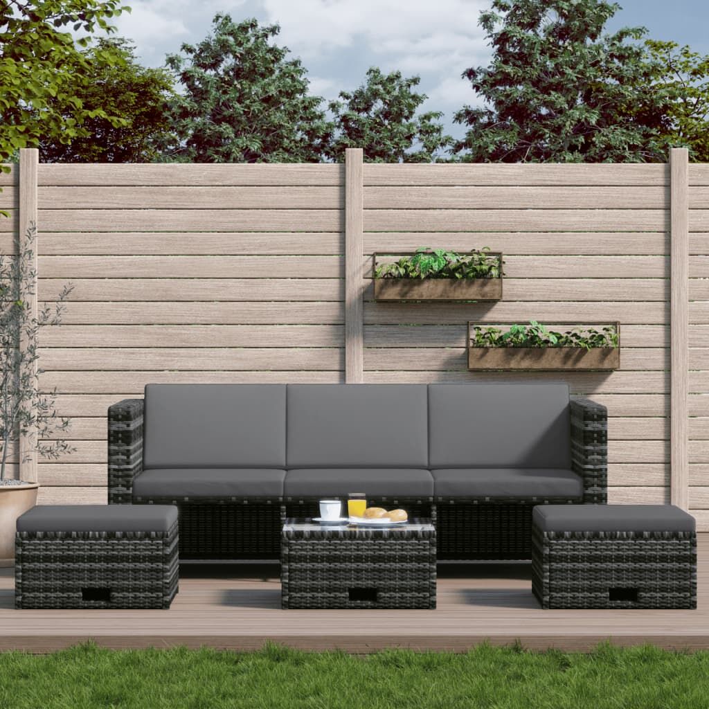 Vidaxl Set De Muebles De Jardín 4 Pzas Y Cojines Ratán Sintético Gris_1