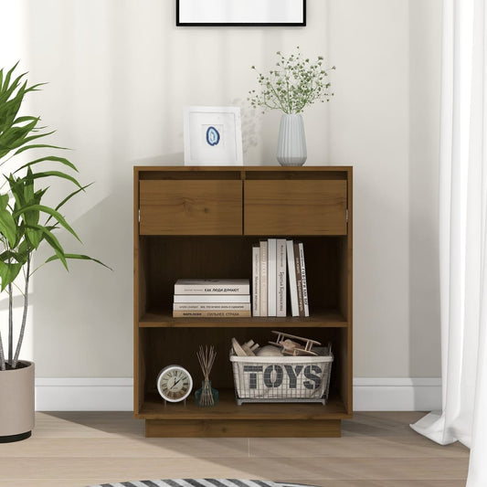 Mesa Consola De Madera Maciza De Pino Marrón Miel 60x34x75 Cm / Vetonek_0