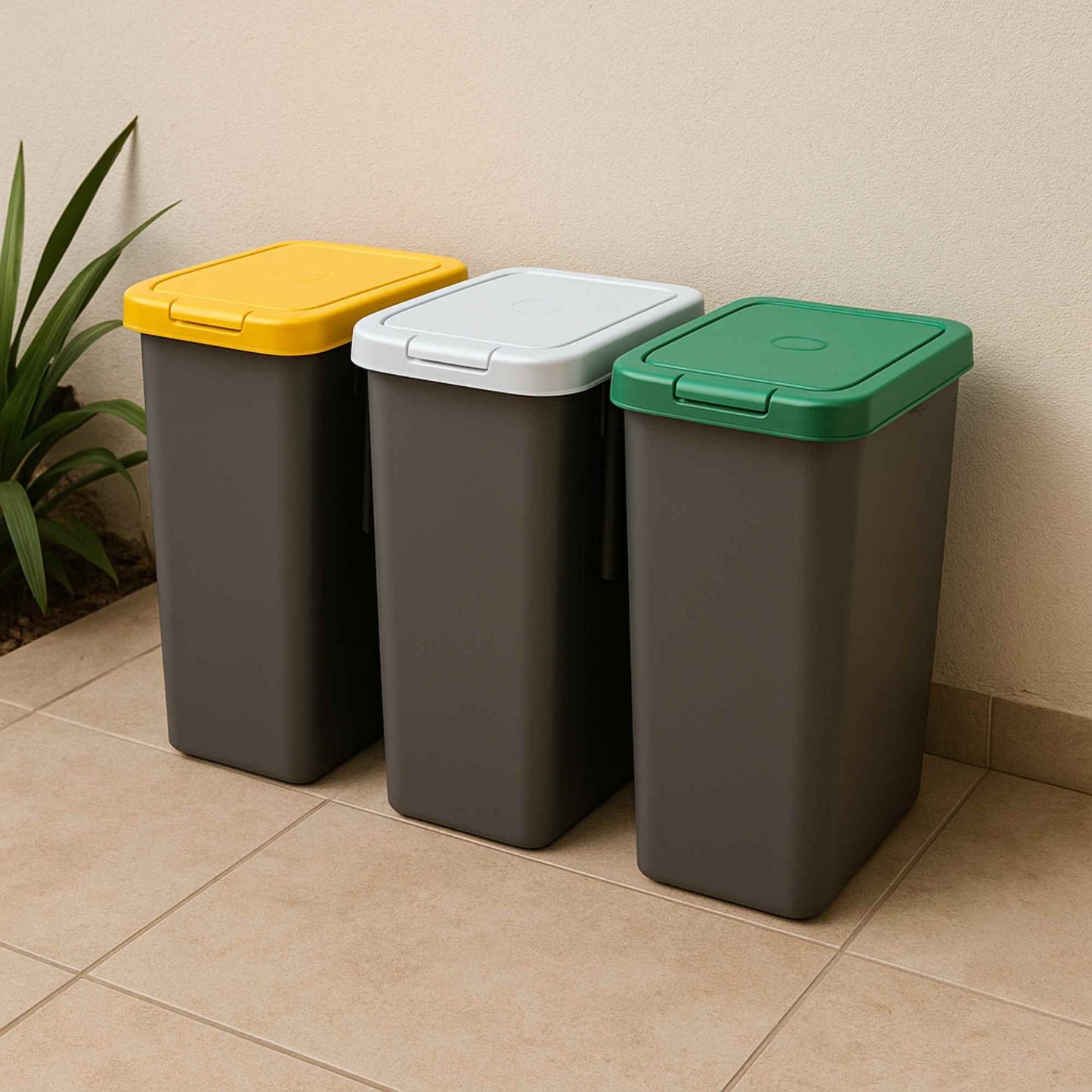 Papelera Reciclaje 3 Compartimentos 75l 77x32x48 Cm Wellhome_2