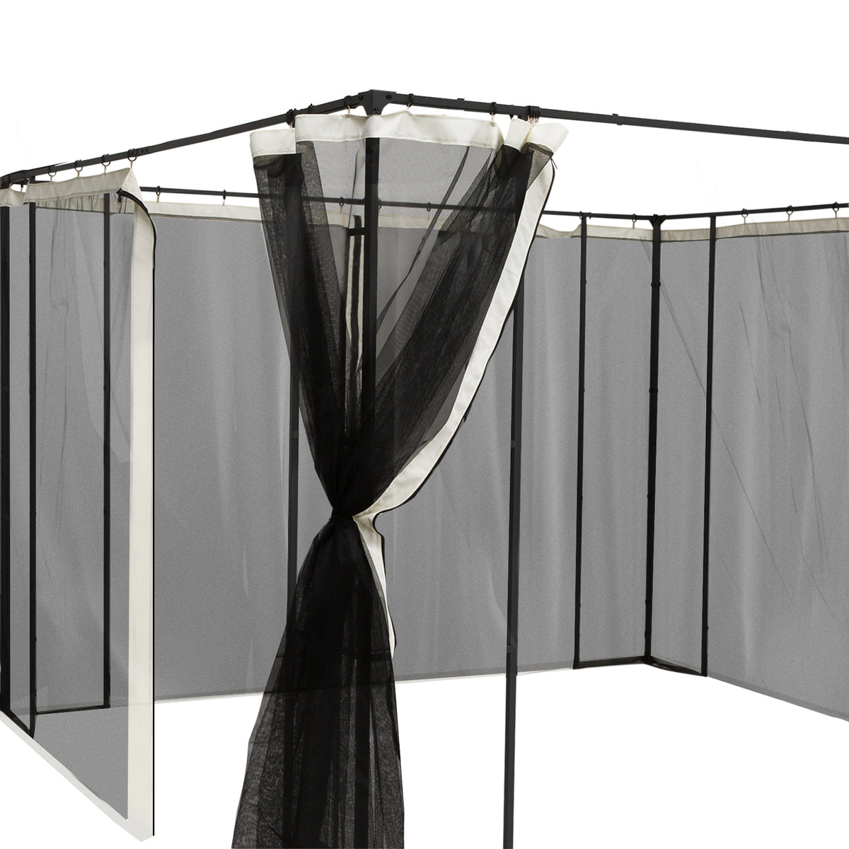 4 Paneles Laterales De Mosquitera Para Carpa Outsunny Negro 352x207cm_3