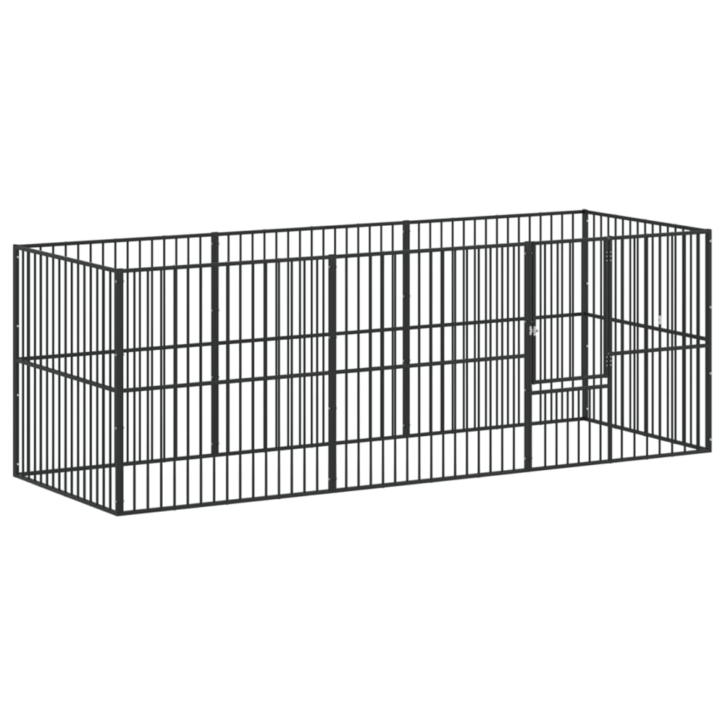 Corralito Para Perros Con 8 Paneles Acero Galvanizado Negro_0