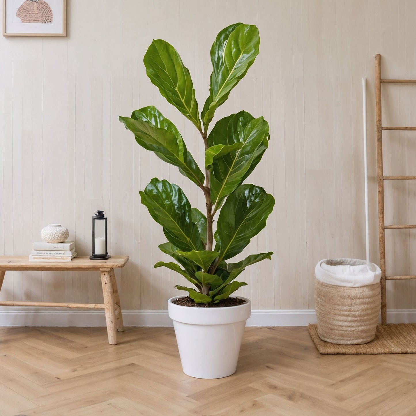Higuera Hoja De Violín - 2 Pzs - Ficus Lyrata - Altura 70-90cm - ⌀21cm
