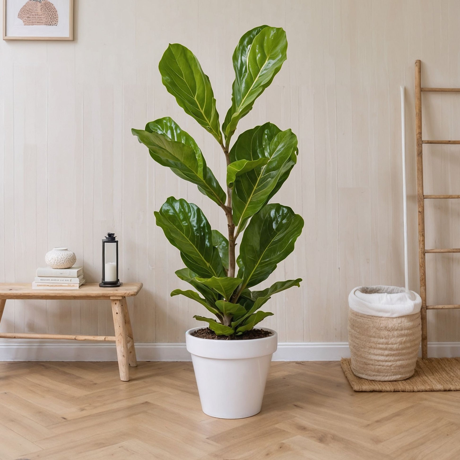 Higuera Hoja De Violín - 2 Pzs - Ficus Lyrata - Altura 70-90cm - ⌀21cm
