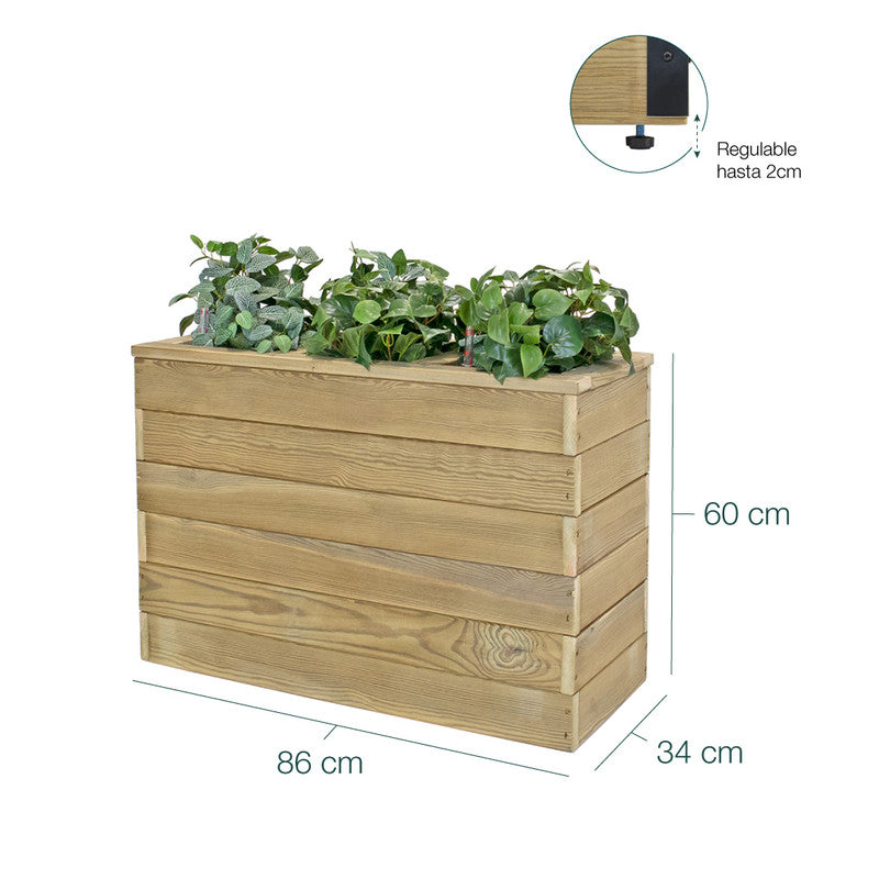 Jardinera De Madera Con Autorriego 86x34x60 Cm Nidum Basic Hortalia_5
