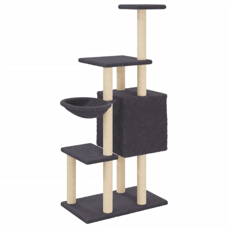 Vidaxl Rascador Para Gatos Con Postes De Sisal Gris Oscuro 131 Cm_5